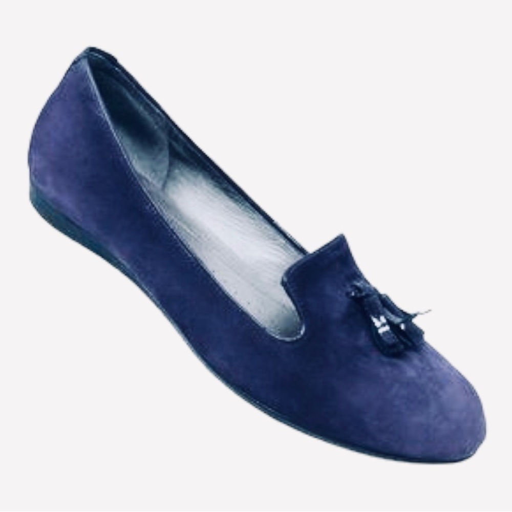 ECCO Touch 15 Navy Nubuck Suede Ballerina Tuxedo Tassel Flats Size 36/ 6